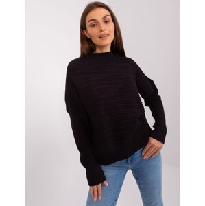 Black women's asymmetrical sweater with wool