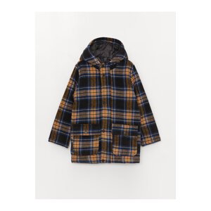 LC Waikiki Hooded Plaid Boys Cachet Coat