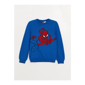 LC Waikiki Crew Neck Spiderman Patterned Long Sleeve Boy Knitwear Sweater