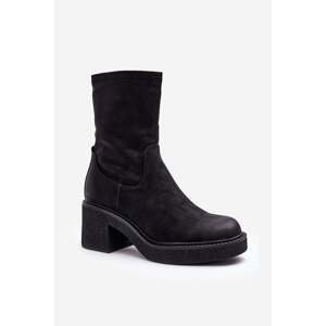 Women's boots with chunky heels black tozanna