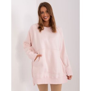 Light pink women's sweatshirt with slits