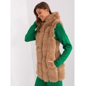 Camel fur vest with lining