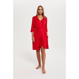 Women's Song Bathrobe with 3/4 Sleeves - Red