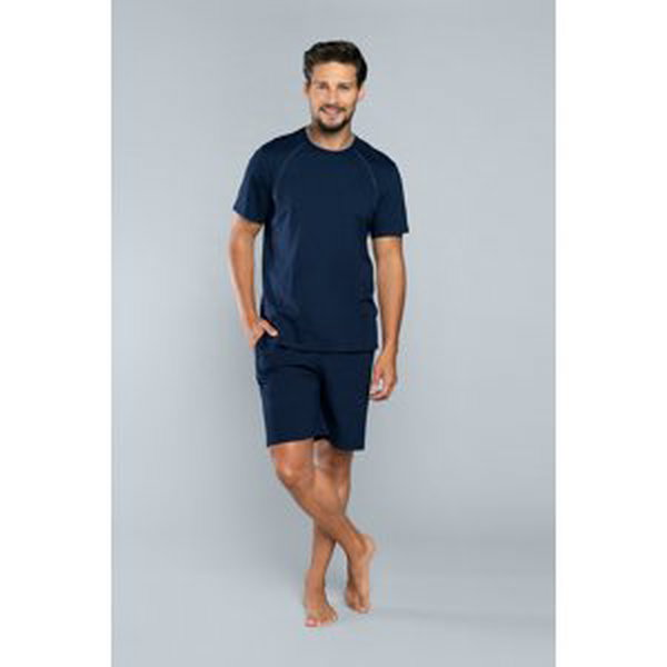 Men's pyjamas Niko, short sleeves, 1/2 pants - dark blue