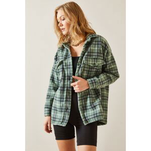 XHAN Green Checkered Fleece Shirt