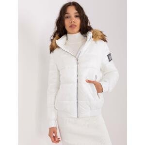 White winter jacket with detachable hood
