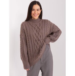 Brown sweater with cables and cuffs