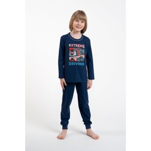 Boys' pajamas, long sleeves, long pants - navy blue