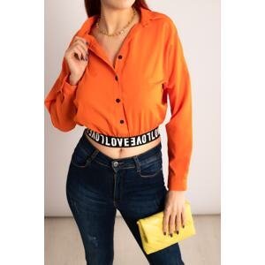 armonika Women's Orange Crop Shirt with Elastic Waist