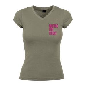 Ladies Waiting For Friday Box Olive Tee