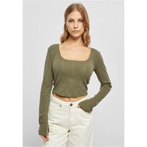 Women's olive with short ribs and long sleeves