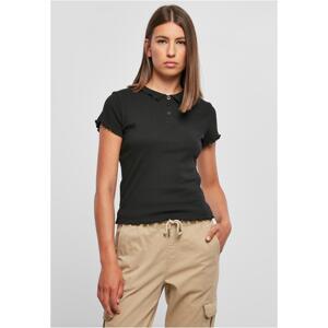 Women's Rib Polo T-Shirt Black