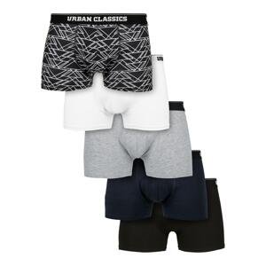 Organic Boxer Shorts 5-Pack Tron AOP+White+Grey+Navy+Black