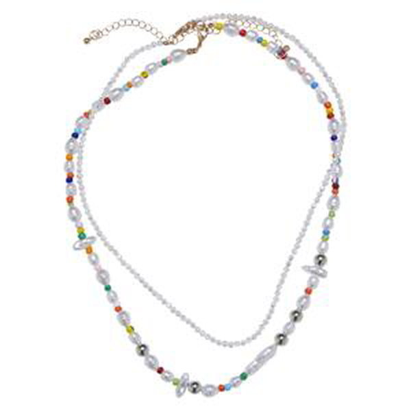 Different Pearlescent Layering 2-Pack Multicolor Necklace