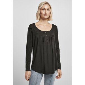 Women's Black Viscose Long Sleeve Button