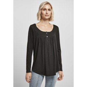 Women's Black Viscose Long Sleeve Button