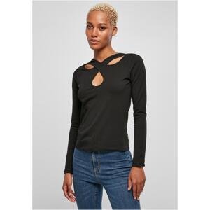 Women's crossed cutout with long sleeves black