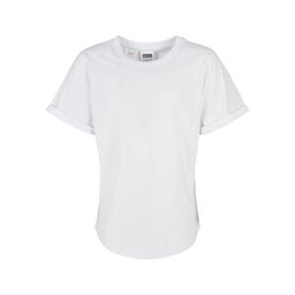 Long Shaped Turnup Tee T-Shirt for Boys - White