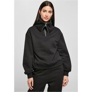 Women's Oversized High Neck Troyer Crew Black