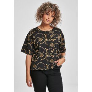 AOP Women's T-Shirt Luxury Print Short Oversized Luxury Black