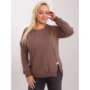 Brown plus size blouse with a round neckline