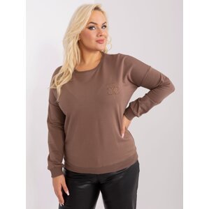 Brown cotton blouse plus size with applique