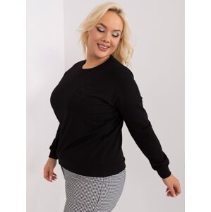 Black women's plus size blouse with long sleeves