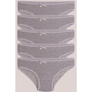 armonika Women's Gray Cotton Lycra Bikini Panties 5 Pack