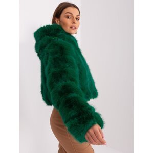 Dark green faux fur short jacket