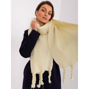 Light yellow smooth scarf with fringe