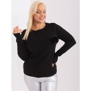 Black knitted viscose sweater plus size