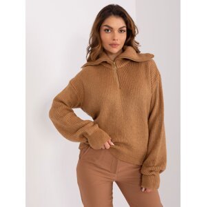 Camel knitted turtleneck sweater