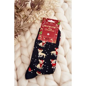 Men's Christmas Cotton Socks with Reindeer, Black