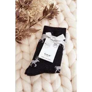Women's Christmas Socks 3-Pack Grey and Black
