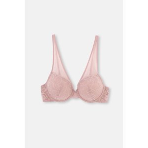 Dagi Soft Pink Lace and Tulle Detailed Unpadded Bra