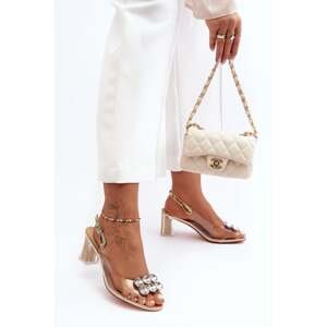 Transparent high-heeled sandals, gold S.Barski