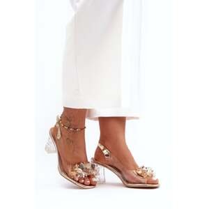 Embellished high-heeled sandals, gold S.Barski
