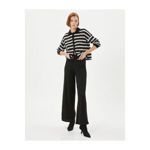 Koton Wide Leg Trousers High Waist Knitwear Ribbed