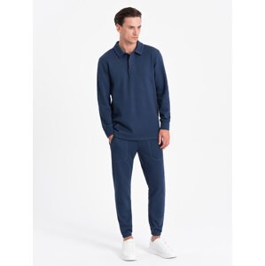 Ombre Men's tracksuit set sweatshirt with polo collar + pants