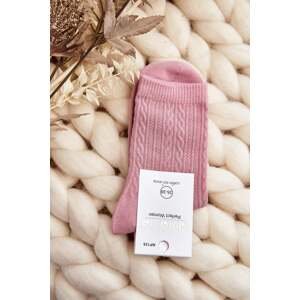 Women's cotton socks with pink embossing