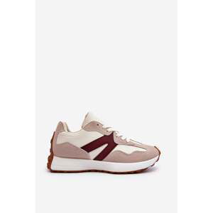 Chloette women's sports shoes in beige and burgundy