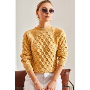 Bianco Lucci Women's Square Patterned Knitwear Sweater