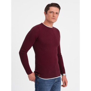 Ombre Men's cotton sweater with round neckline - maroon