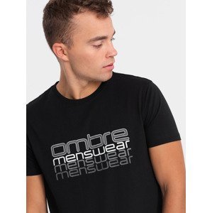Ombre Men's printed cotton t-shirt - black