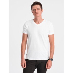 Ombre BASIC men's classic cotton T-shirt with a crew neckline - white