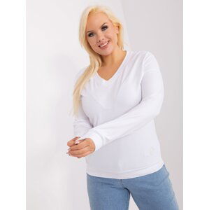 White women's plus size blouse with patch