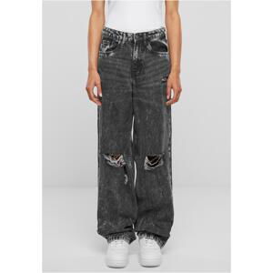 Women's Distressed 90's Wide Jeans - Black