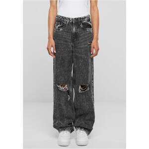 Women's Distressed 90's Wide Jeans - Black