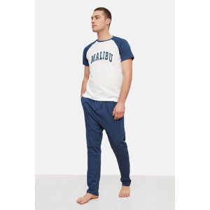Trendyol Navy Blue Knitted Pajamas Set