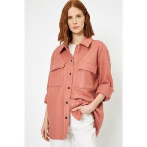 Koton Dámsky ružový gombík detailný kabát